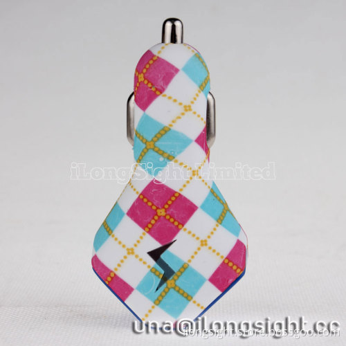 flower printed design dual-USB car charger for iphone/ipad/samsung/etc